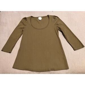The Nines by Hatch XS Green Shirt Blouse Top 3/4‎ Sleeve Maternity Wear Scoop